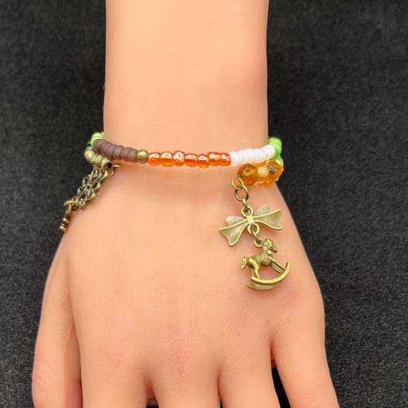 Bronze Charm Beaded Bracelet Women - Picture 1 of 3